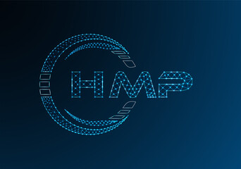 Naklejka premium HMP low poly letter logo vector design. HMP lower poly logo design.