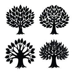 Obraz premium A diverse set of vector tree illustrations for nature-inspired design and garden elements, style,tropical,artwork,trees,plant,beautiful,scenery,creative,collection,vectorart. 