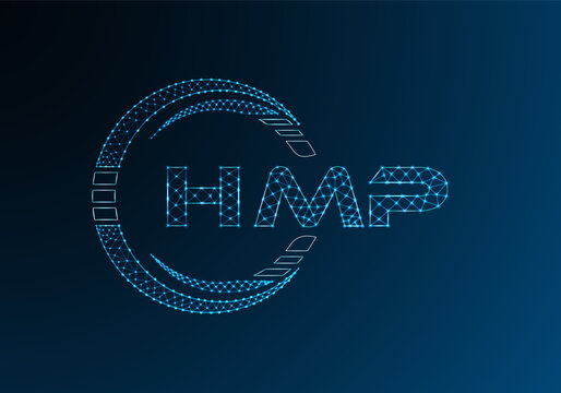 HMP low poly letter logo vector design. HMP lower poly logo design.