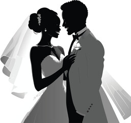 Happy wedding black woman vecot art