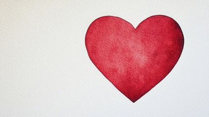 Fototapeta premium A single red heart painted on a white textured background, symbolizing love and simplicity.