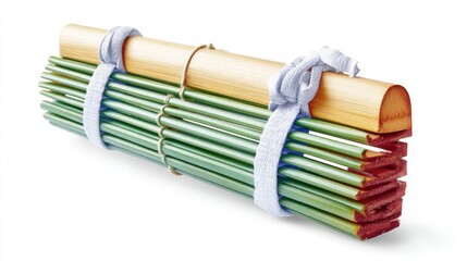 Bamboo blinds isolated on white background. Generative AI