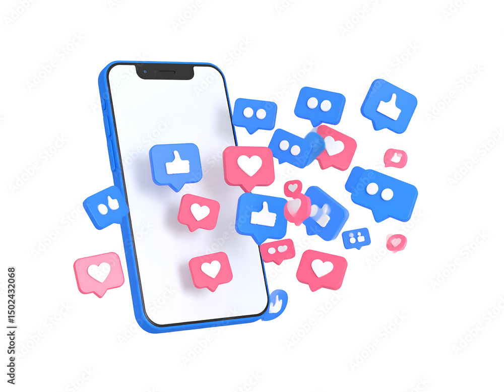 Poster smartphone displaying numerous likes and comments