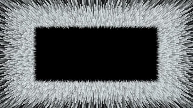 Abstract Grey Spiky Frame with Black Center, Digital Art Border