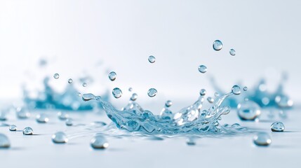 Water droplets splashing on a surface