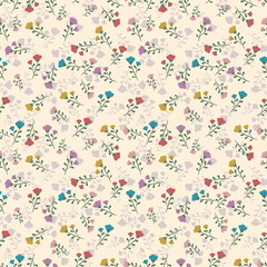 Floral pattern seamless ,flower branches seamless pattern , vector , illustration ,flowers pattern design Seamless flower pattern with colorful little flowers. Simple flat bright flowers background
