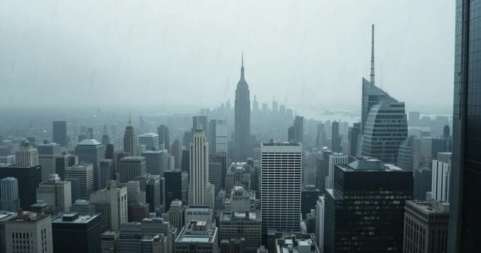 Sky view skyscrapper building drone video 