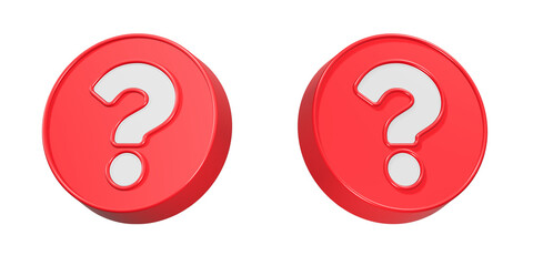 Question mark FAQ icon button 3d rendering