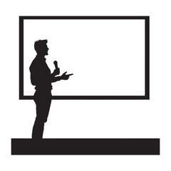 A person giving a presentation black silhouette