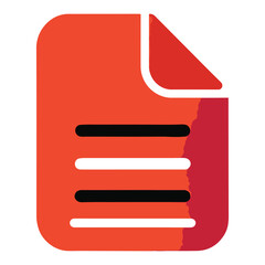 Document Icon Red Paper Sheet with Text Lines - Simple and Clean Design