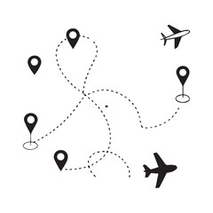 Global Travel Route Planner Airplane Flight Path with Multiple Destinations