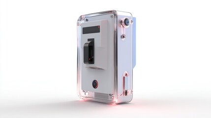 Obraz premium Modern electrical circuit breaker in protective enclosure
