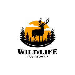 silhouette deer nature outdoor logo