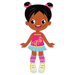 Cute little  fashion girl vector cartoon illustration