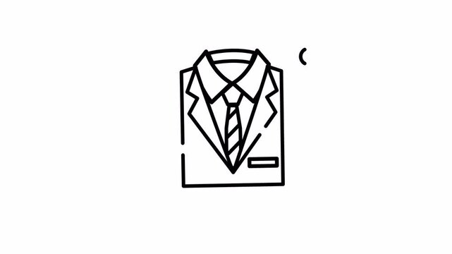 Suit and tie line icon for pressed formal garment animation