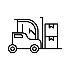 forklift carrying box icon vector design outline style