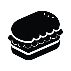 Simple black and white illustration of a delicious sandwich for food and restaurant concepts