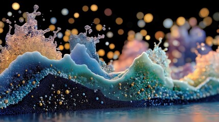 Artistic digital wave with sparkles