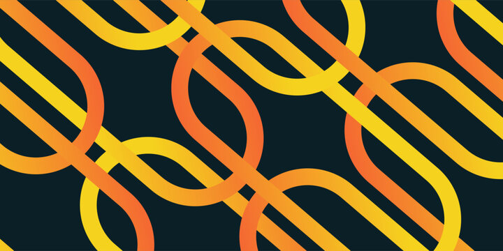 Dark background with colorful dynamic 0range and yellow rectangle curved shape pattern. Abstract template and modern stylish texture background