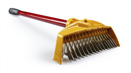Industrial garden tool with red handle and yellow head. Generative AI