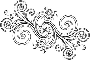 Fototapeta premium Elegant Curved Flourish Design in Monochrome Silhouette for Timeless Vector Art