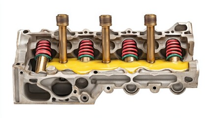 Cut Engine with Push Rods Cross-Section View. Generative AI