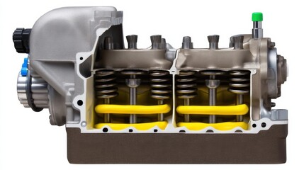 Cut Engine with Push Rods. Generative AI