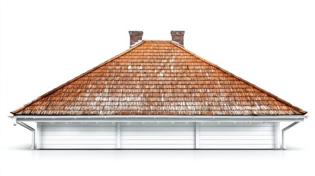 Orange Terracotta Roof on a White Background. Generative AI