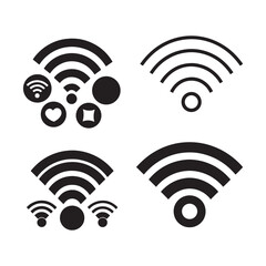 PrintWiFi Icon Set,Wireless Internet symbol,Different black wifi icons,wi-fi signal black wireless icons set, Network connection symbols,wi-fi icon sign for remote internet access. Vector illustration