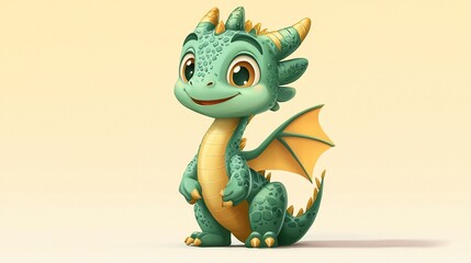 Cute Dragon Illustration, Pastel Background (1)