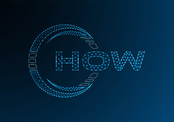 HOW low poly letter logo vector design. HOW lower poly logo design.