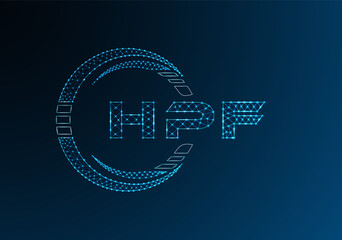 HPF low poly letter logo vector design. HPF lower poly logo design.