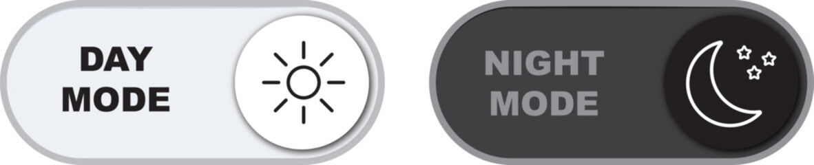 Day and night mode button. Day and night toggle switch button.