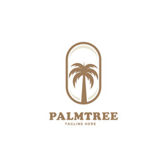 Vector logo design template with palm tree - summer and holiday badge