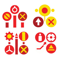Simple Red and Yellow Icon Set Process, Progress, and Prohibition Symbols