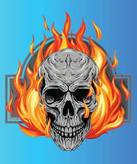Fiery Skull Illustration