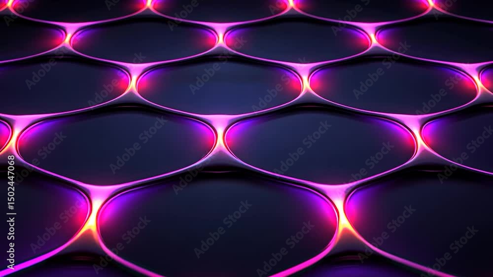 Poster Abstract pattern of glowing, interconnected shapes.