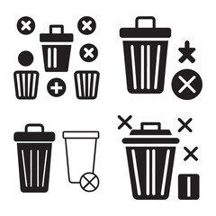 PrintTrash bin icons set, Bin icon, delete icon button,Office trash icon,garbage icon vector design,Trash can open icon, delete sign and symbol
