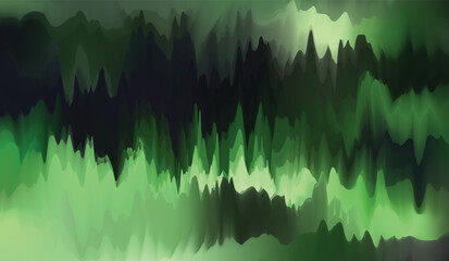 Abstract green nature illustration with sound wave lines and light summer grass texture