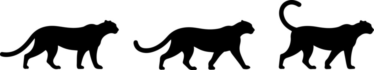 Cheetah silhouette and line art vector bundle