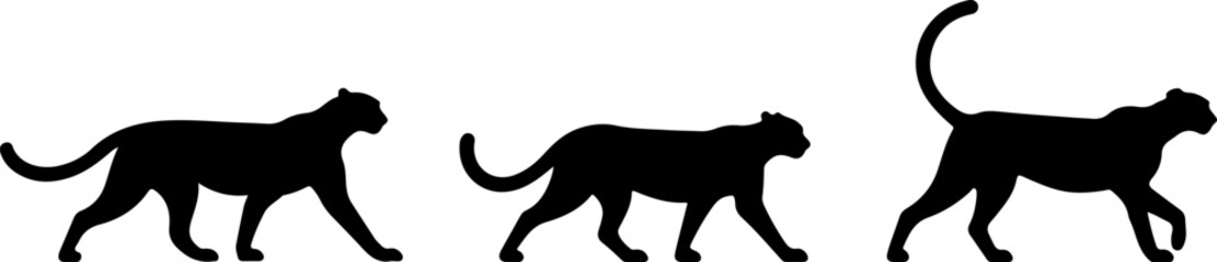 Cheetah silhouette and line art vector bundle