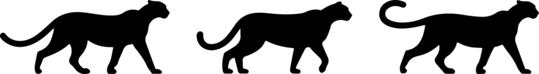 Cheetah silhouette and line art vector bundle