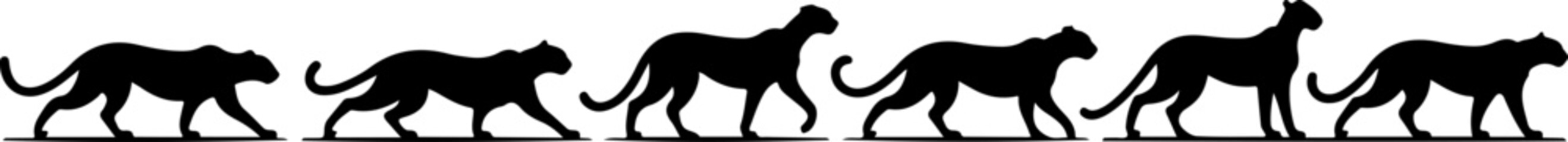 Cheetah silhouette and line art vector bundle