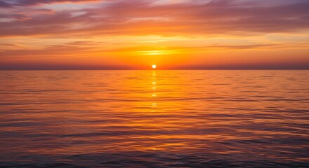 Ocean Sunset with Orange Sky