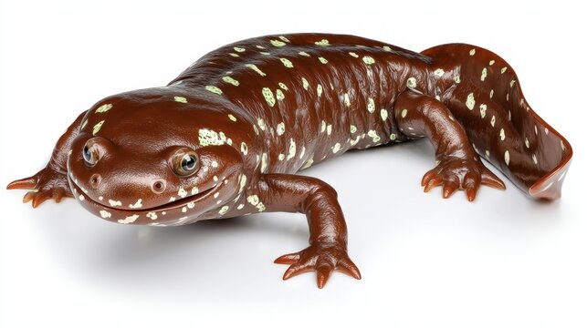 Hellbender salamander isolated on white background. Generative AI