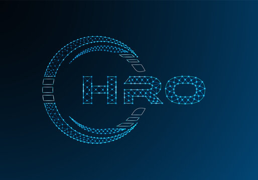 HRO low poly letter logo vector design. HRO lower poly logo design.