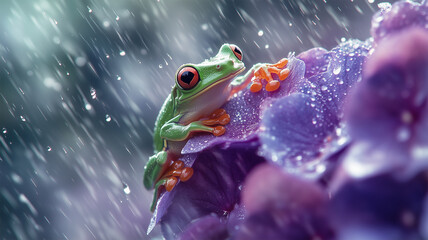 紫陽花に宿る梅雨の守り神
