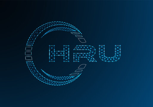 HRU low poly letter logo vector design. HRU lower poly logo design.