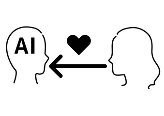 AIに恋をしている女性を図解したイラスト