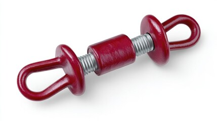 Fototapeta premium Red Industrial Turnbuckle Isolated on White Background. Generative AI